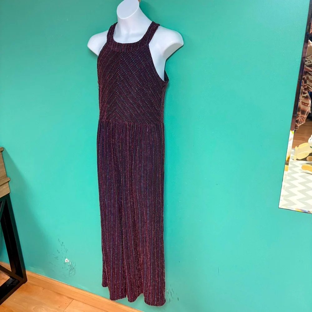 Knitworks Rainbow Shimmer Stripe Halter Neck Keyhole Detail Jumpsuit Girls 14